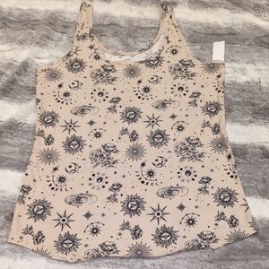 Cream And Black Sun And Moons Tank Size L